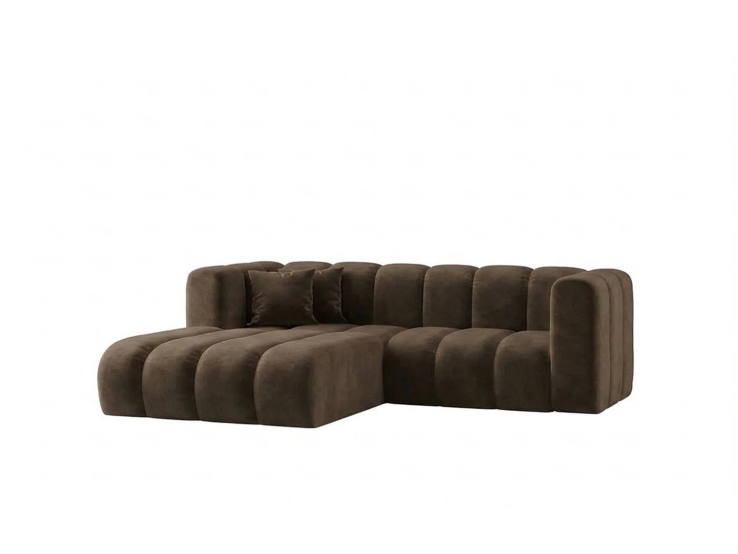 Modulares Ecksofa in L-Form, Velvet-Stoff Riviera, Braun, Links, GRAND