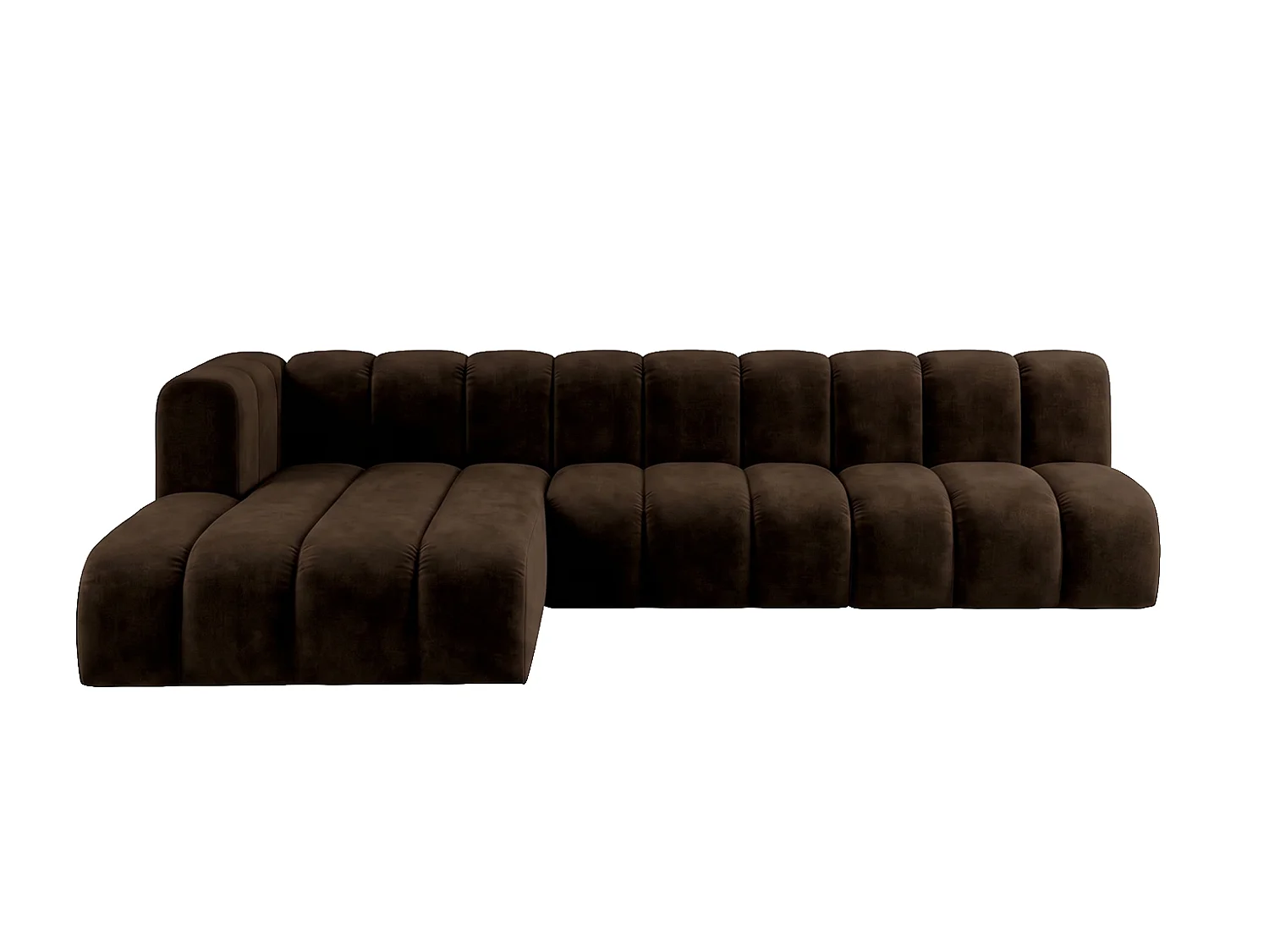 Modulares Ecksofa in L-Form, Velvet-Stoff Riviera, Schokolade, Links, GRAND 295 cm