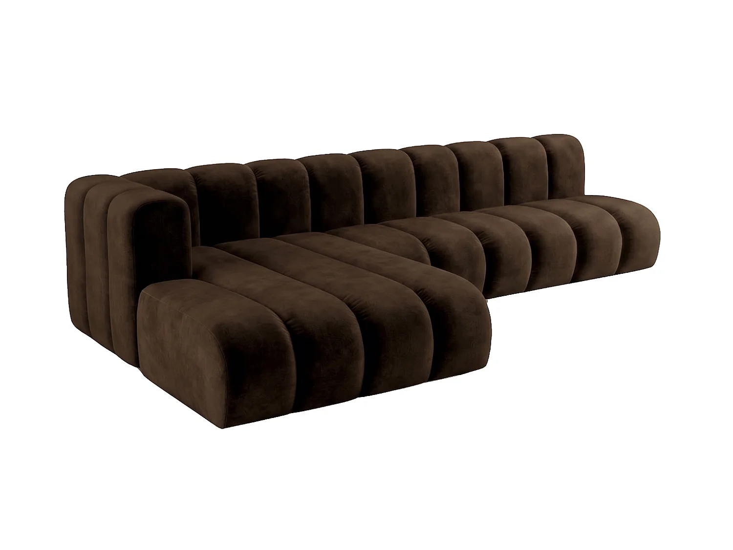 Modulares Ecksofa in L-Form, Velvet-Stoff Riviera, Schokolade, Links, GRAND 295 cm