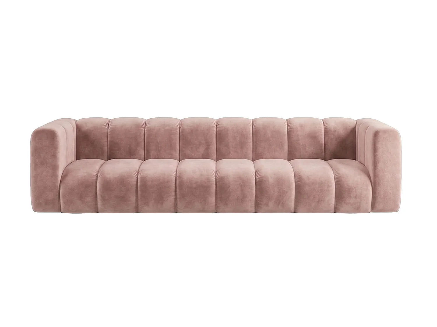 Canapé modulable 4 places, tissu velours Riviera, Rose clair, GRAND