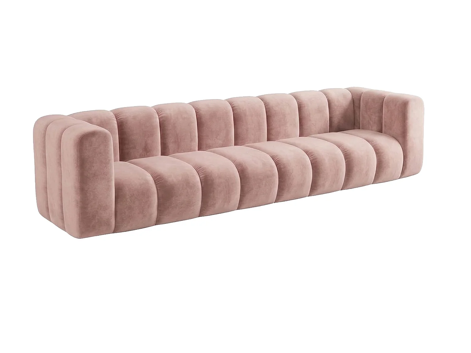 Canapé modulable 4 places, tissu velours Riviera, Rose clair, GRAND