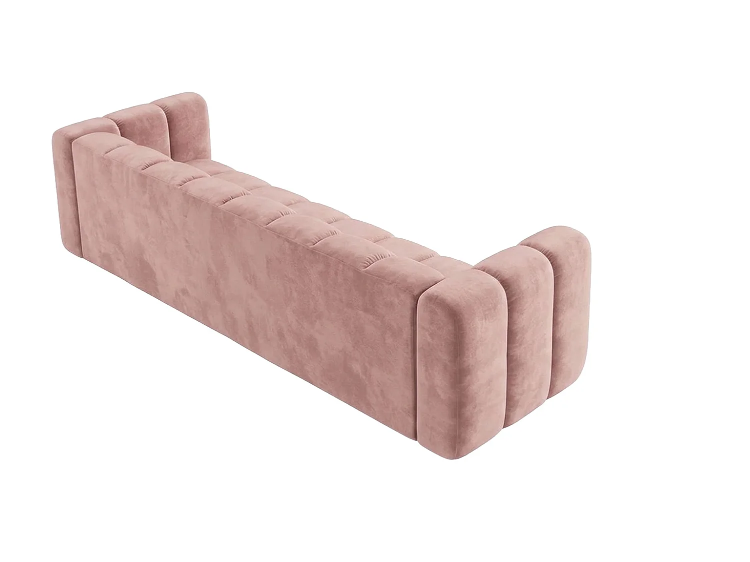 Canapé modulable 4 places, tissu velours Riviera, Rose clair, GRAND