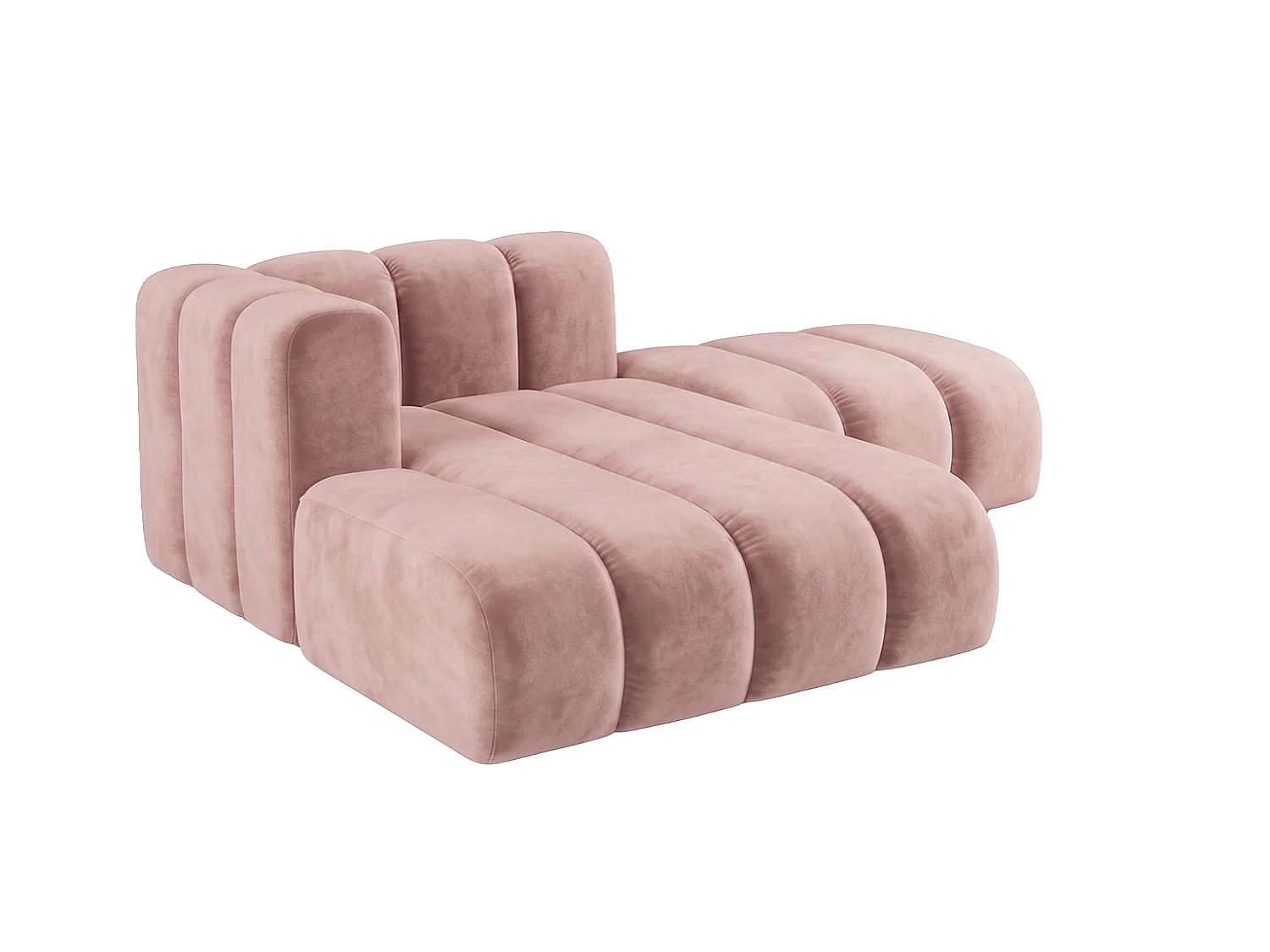 Modulaire chaise longue met hocker, fluwelen stof Riviera, Lichtroze, links, GRAND