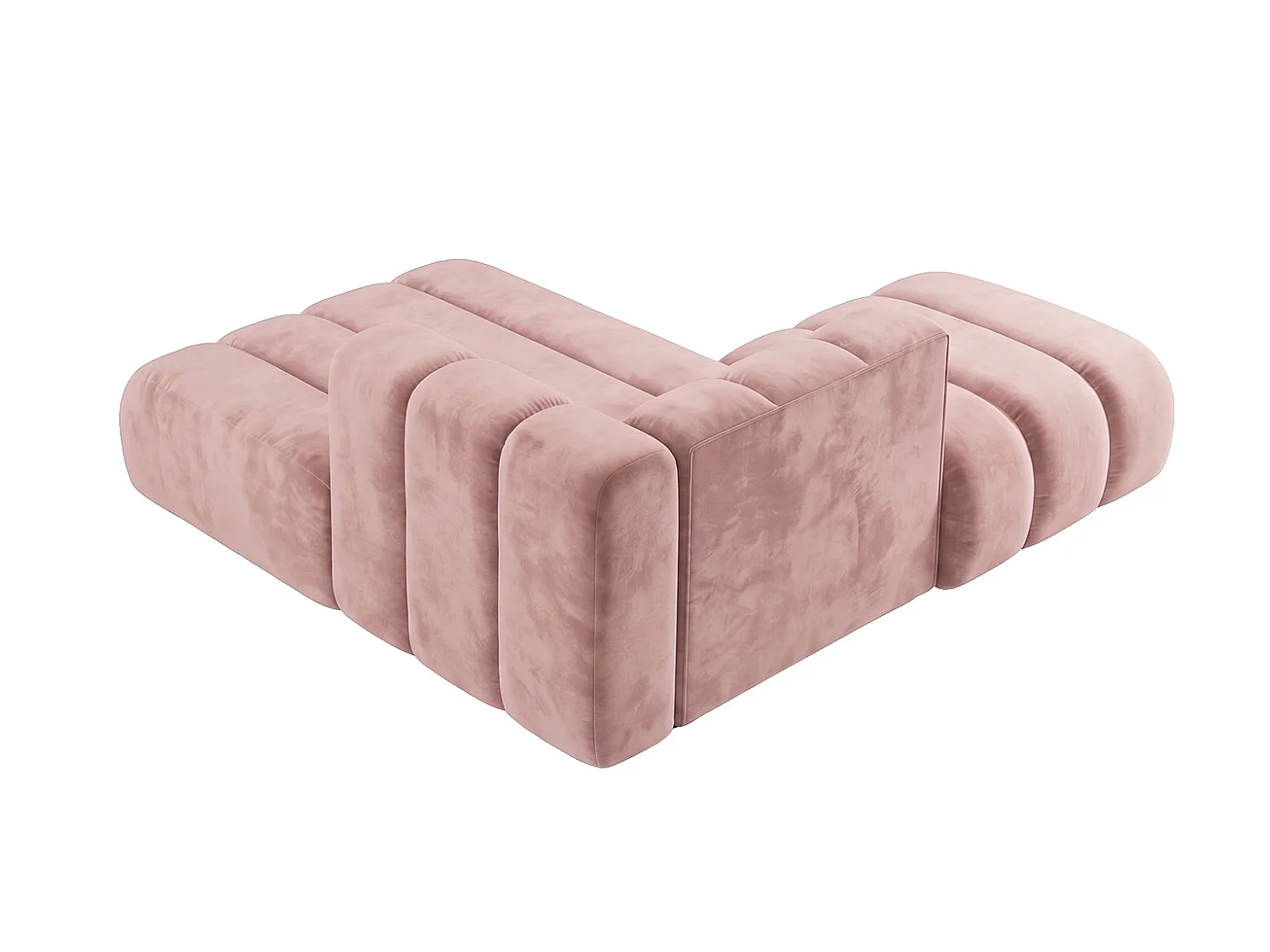 Modulaire chaise longue met hocker, fluwelen stof Riviera, Lichtroze, links, GRAND