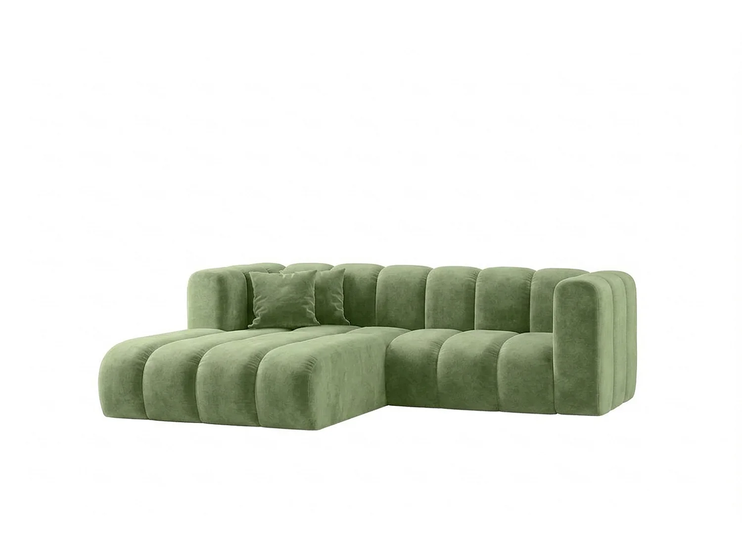 Canapé d’angle modulable en L, tissu velours Riviera, Olive, gauche, GRAND
