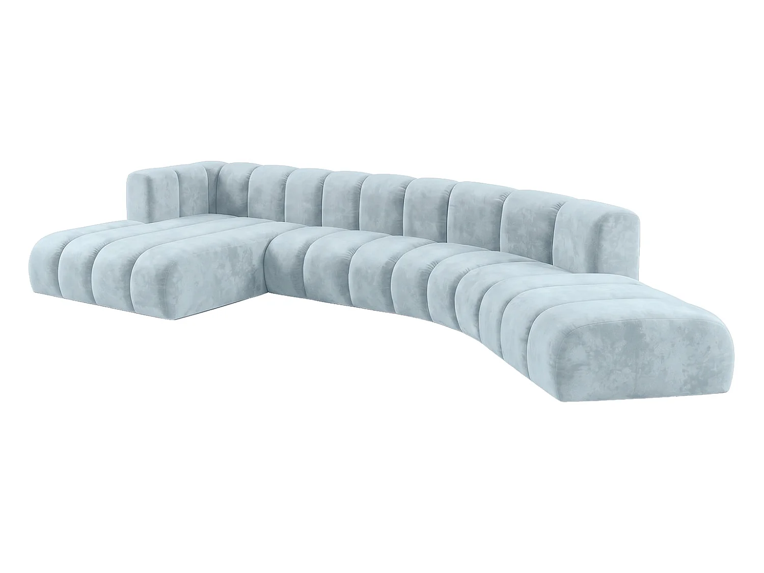 Narożnik modułowy w kształcie L, tkanina welwet Riviera, Baby blue, Lewy, GRAND Round