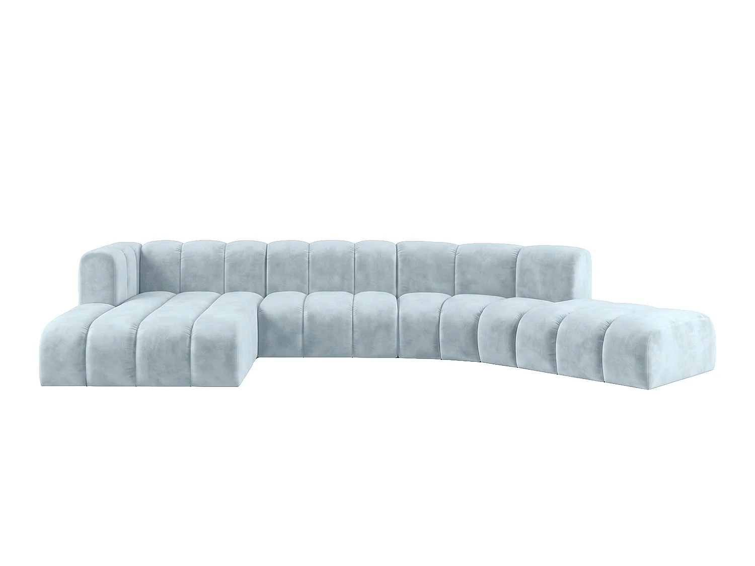 Narożnik modułowy w kształcie L, tkanina welwet Riviera, Baby blue, Lewy, GRAND Round