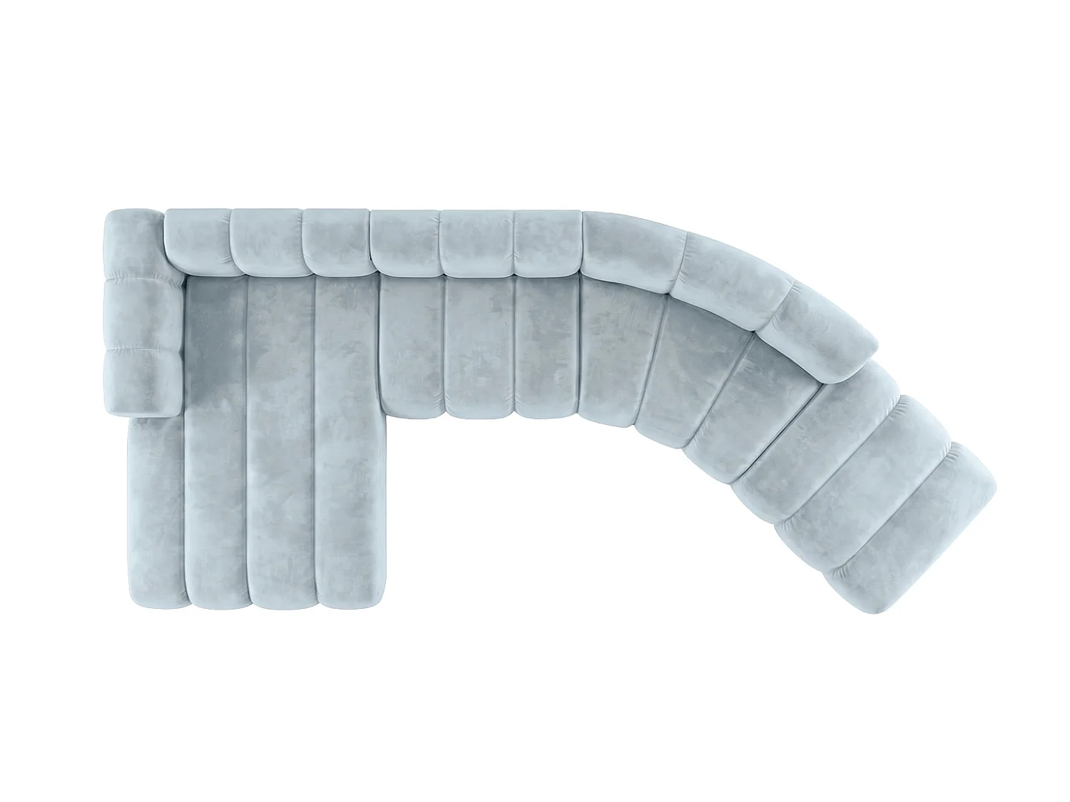 Narożnik modułowy w kształcie L, tkanina welwet Riviera, Baby blue, Lewy, GRAND Round