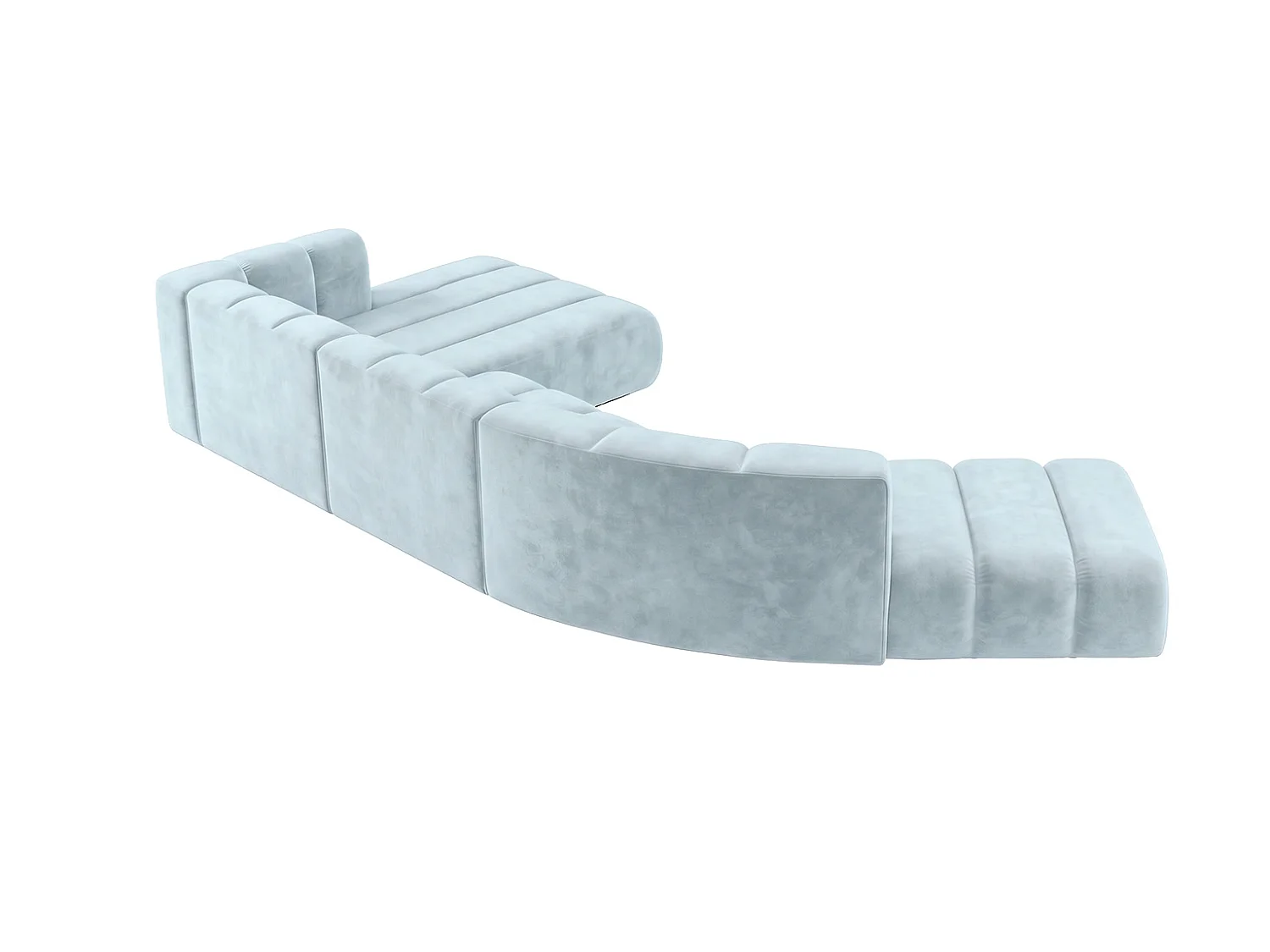 Narożnik modułowy w kształcie L, tkanina welwet Riviera, Baby blue, Lewy, GRAND Round
