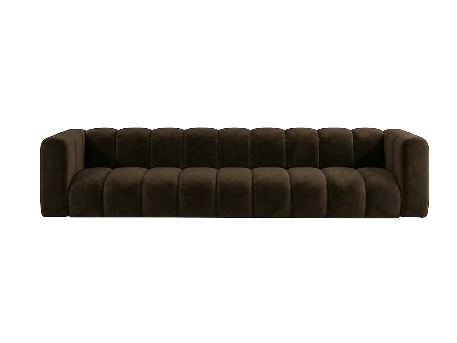 Canapé modulable 5 places, tissu velours Riviera, Chocolat, GRAND