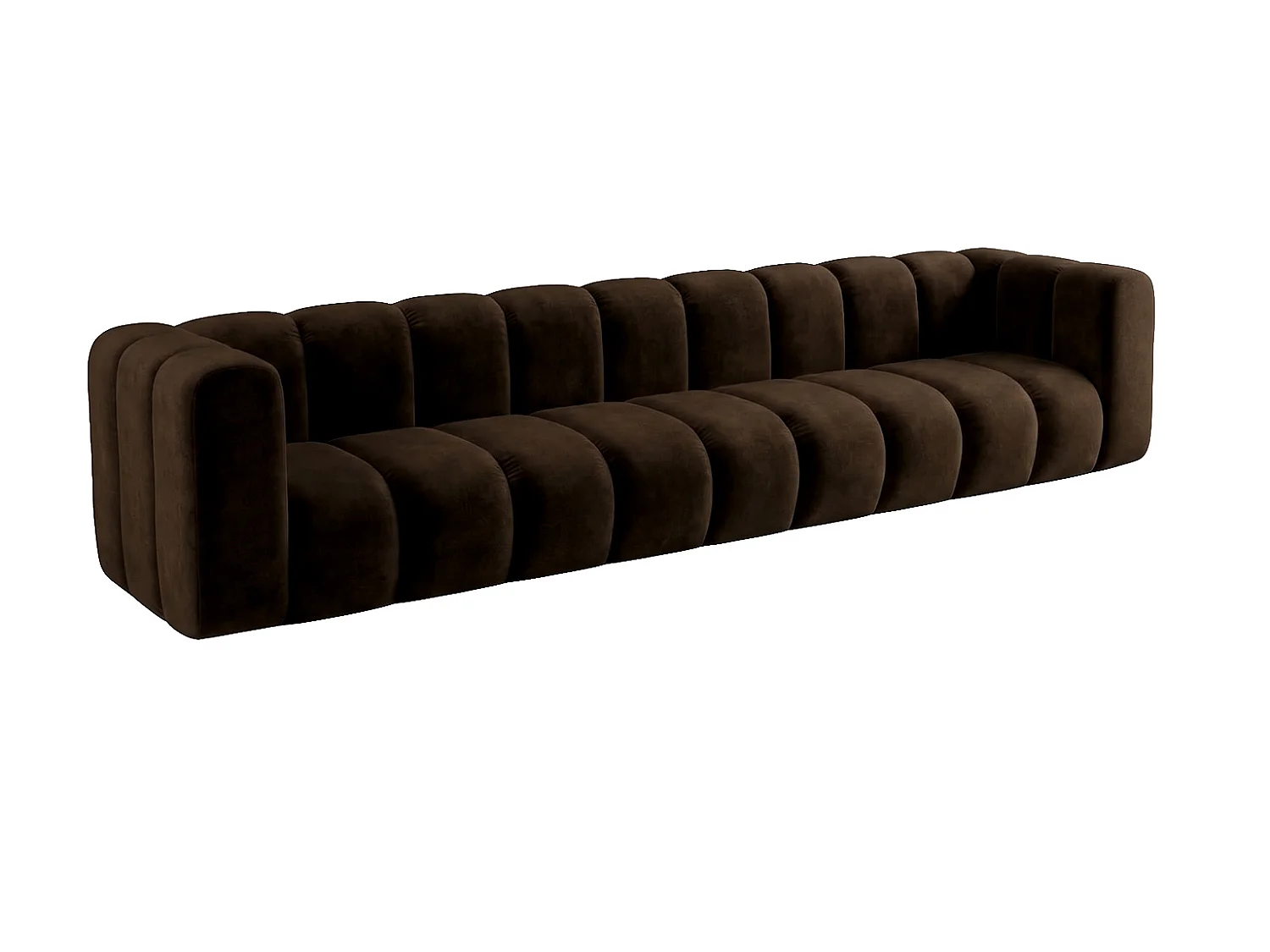 Canapé modulable 5 places, tissu velours Riviera, Chocolat, GRAND