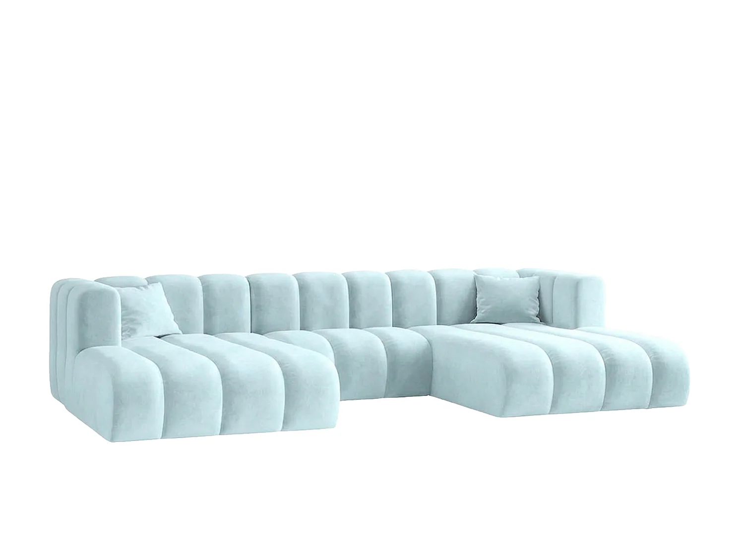 Narożnik modułowy w kształcie U, tkanina welwet Riviera, Baby blue, GRAND U