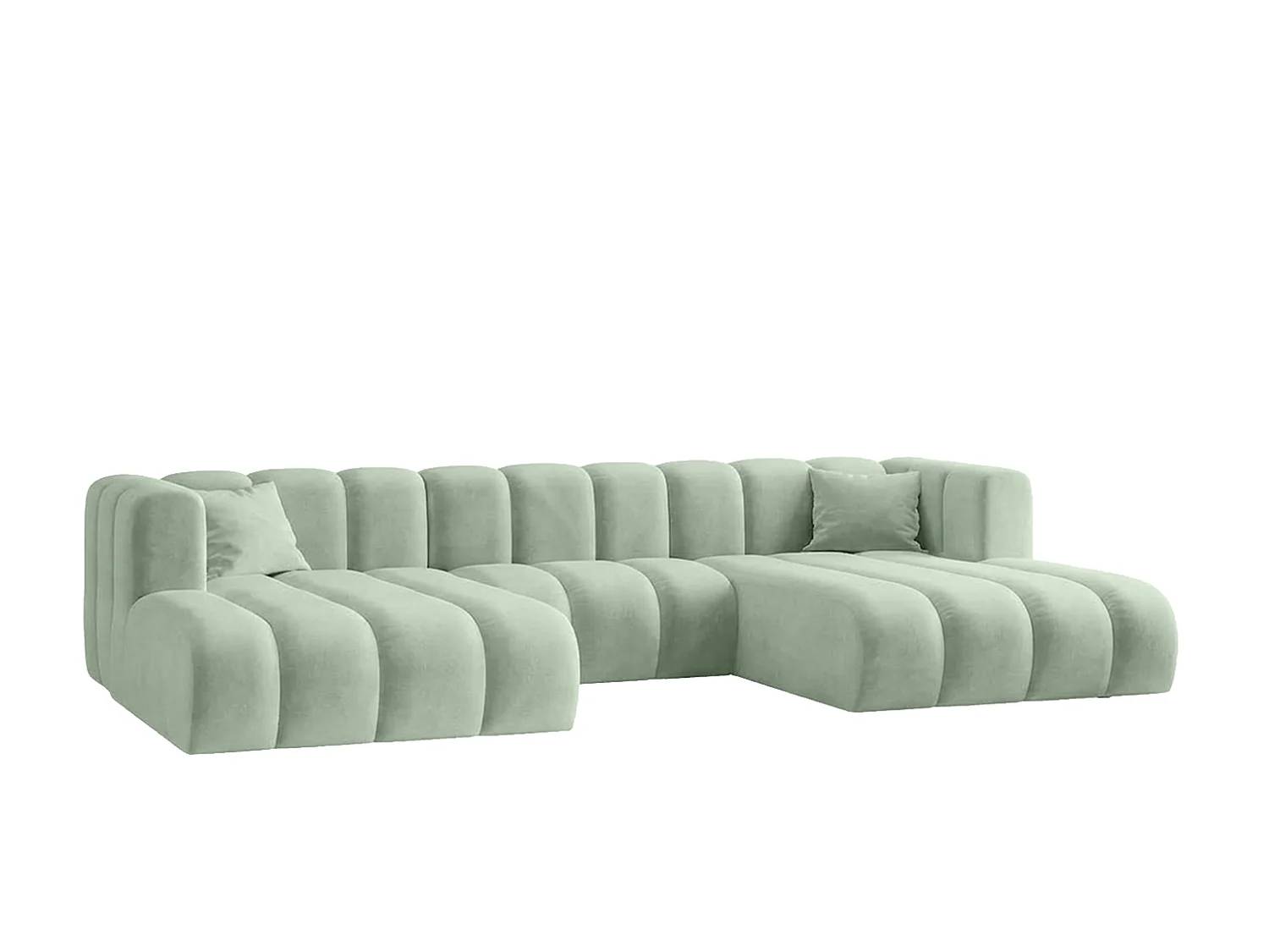 Modulaire hoekbank in U-vorm, fluwelen stof Riviera, Mintgroen, GRAND U