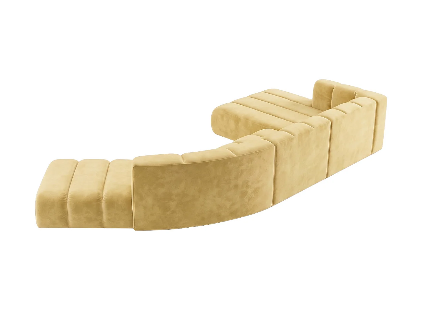 Canapé d’angle modulable en L, tissu velours Riviera, Beurre, droite, GRAND Round