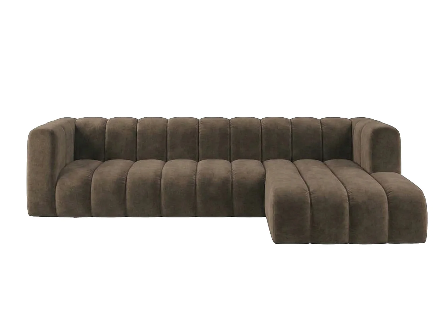 Modulares Ecksofa in L-Form, Velvet-Stoff Riviera, Braun, Rechts, GRAND 318 cm