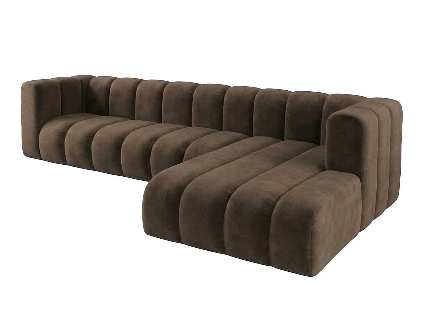 Modulares Ecksofa in L-Form, Velvet-Stoff Riviera, Braun, Rechts, GRAND 318 cm