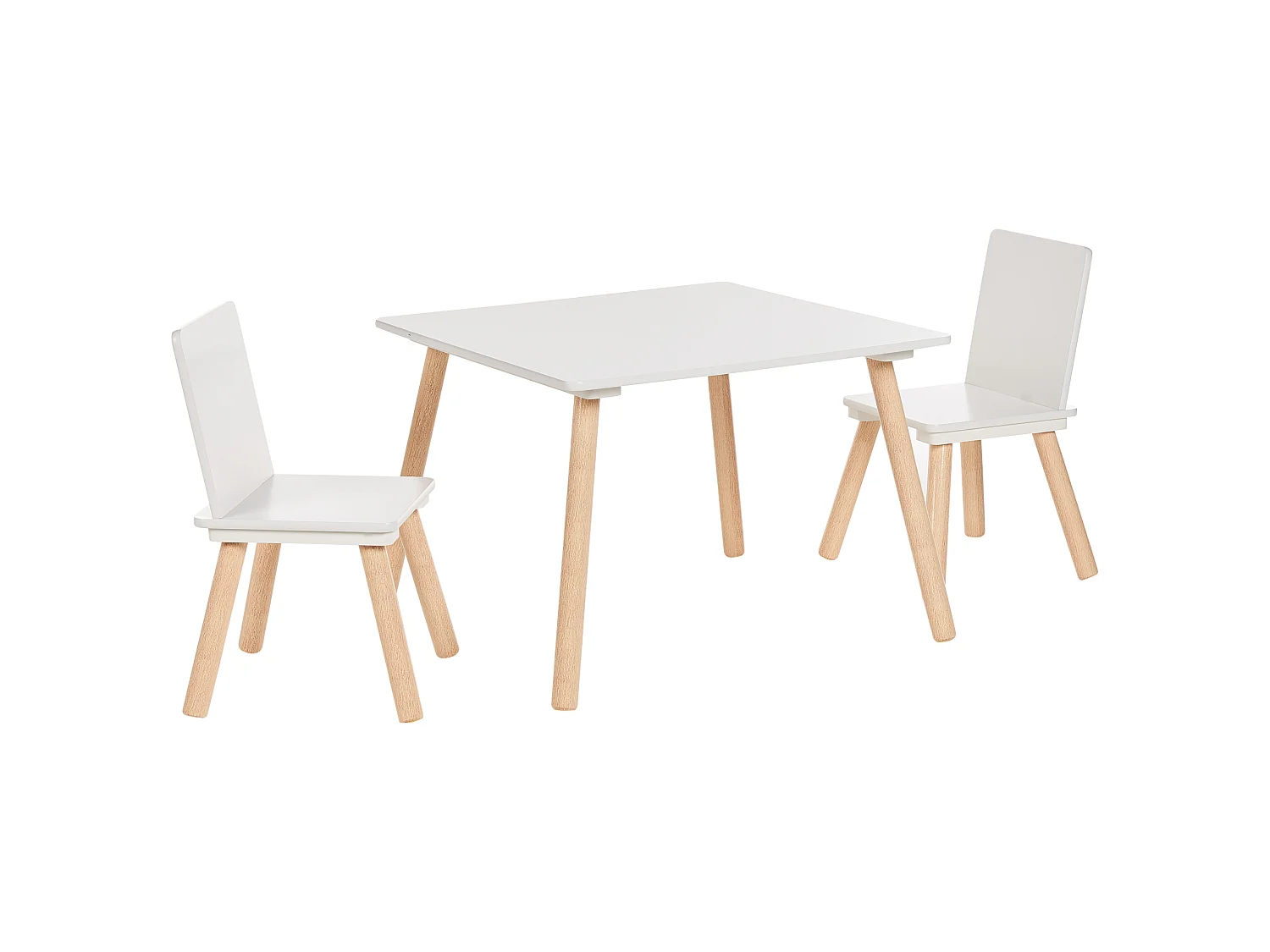 Conjunto de mesa y 2 sillas infantiles madera clara y blanco WRINGLEY