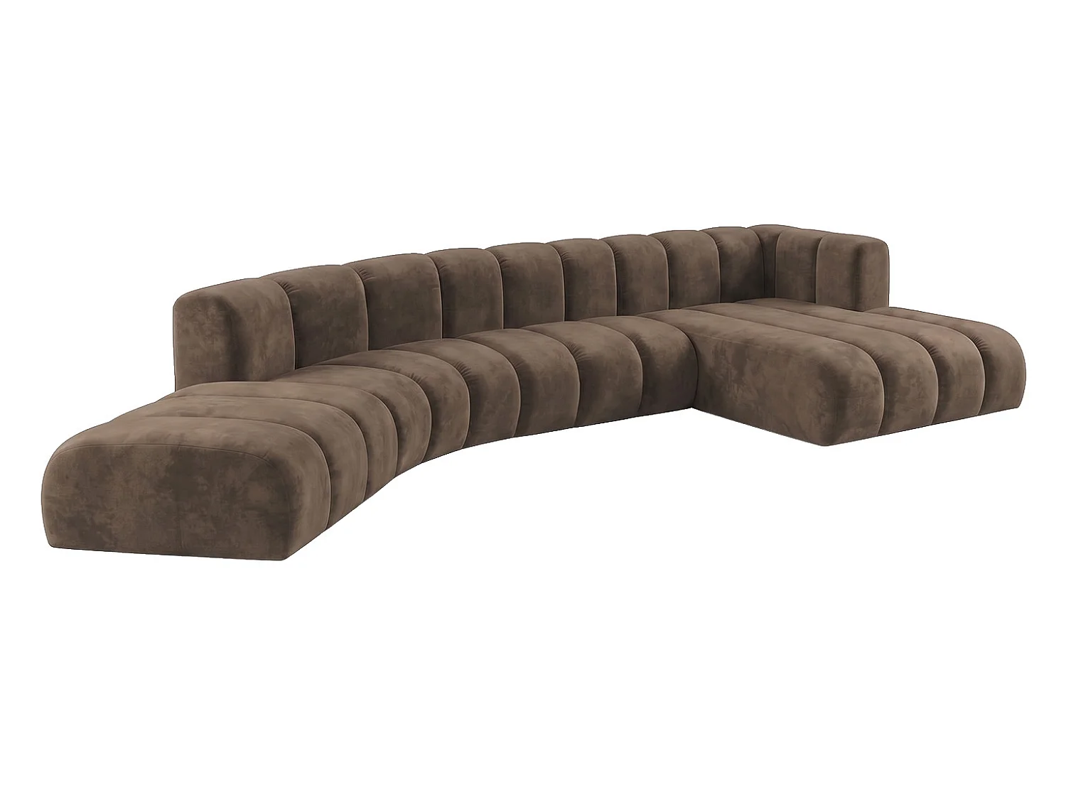 Modulares Ecksofa in L-Form, Velvet-Stoff Riviera, Braun, Rechts, GRAND Round