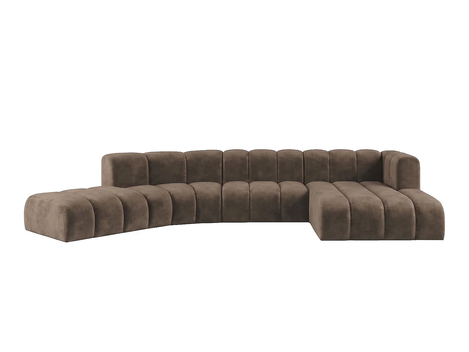 Modulares Ecksofa in L-Form, Velvet-Stoff Riviera, Braun, Rechts, GRAND Round