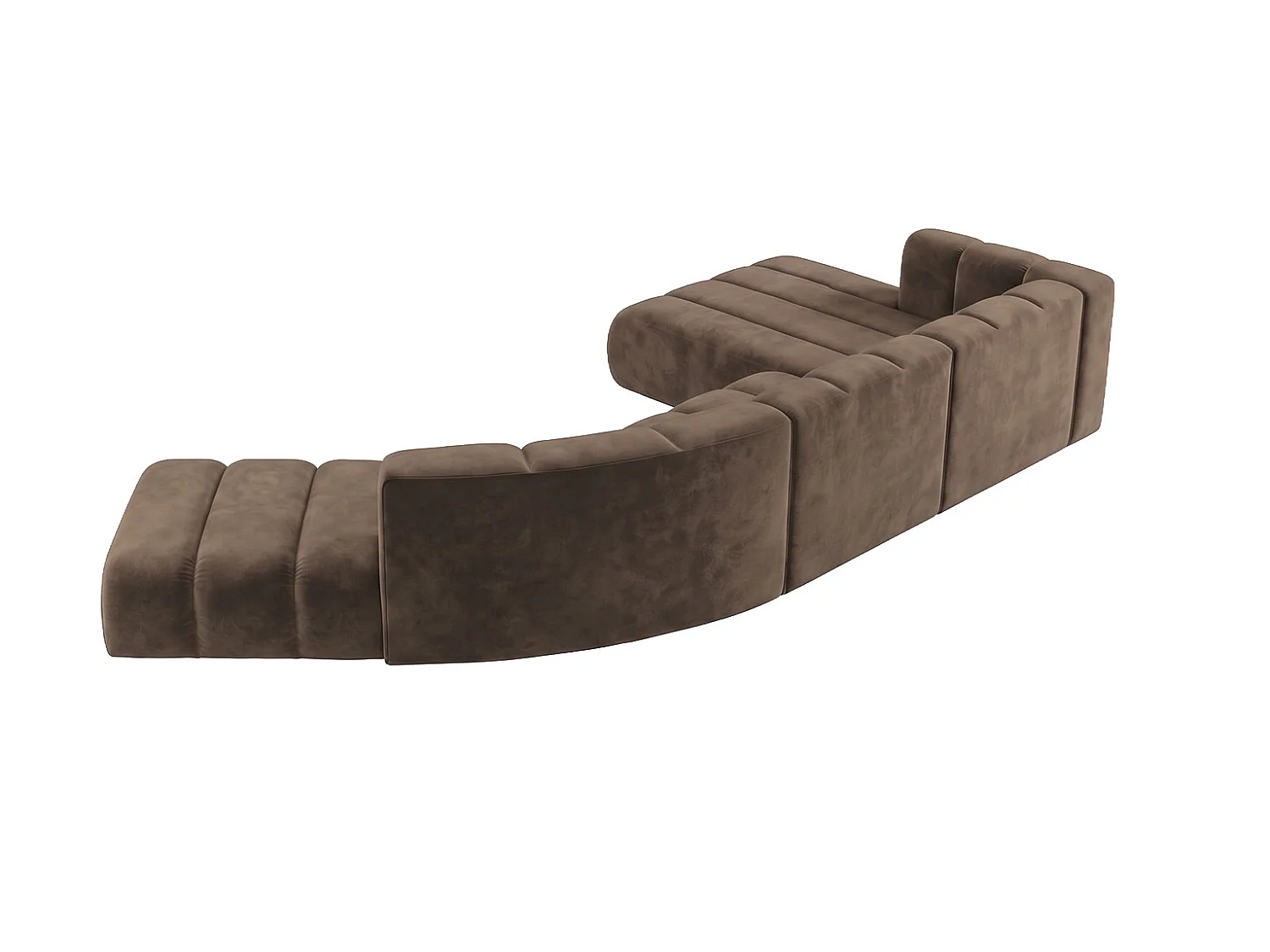 Modulares Ecksofa in L-Form, Velvet-Stoff Riviera, Braun, Rechts, GRAND Round