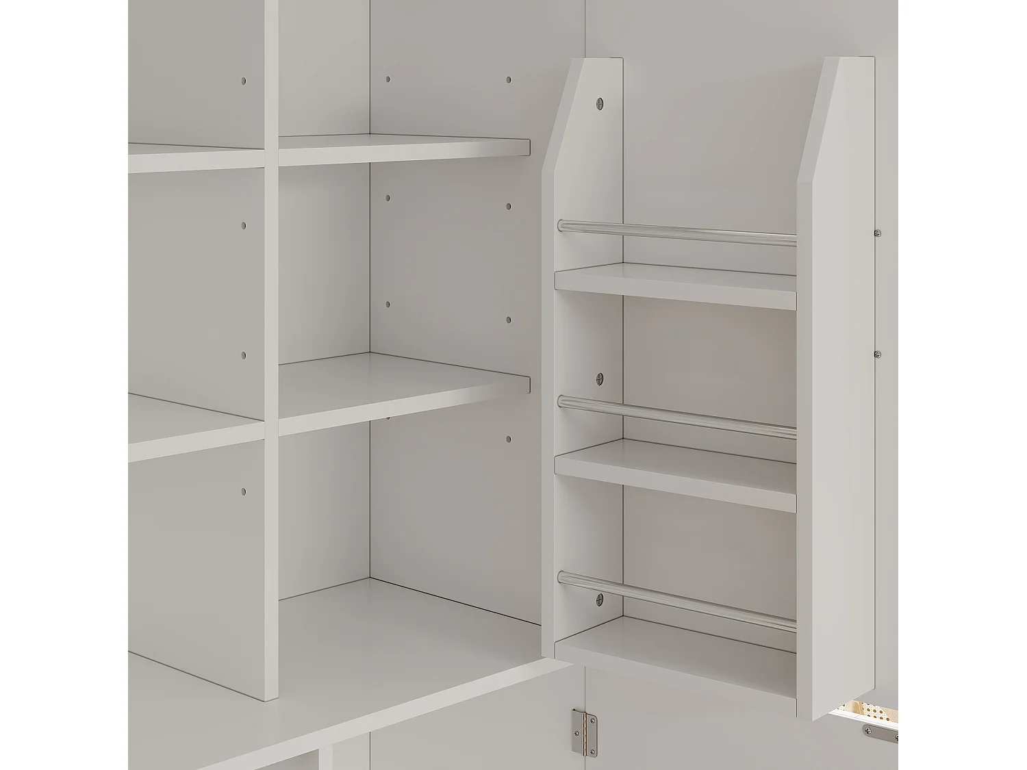 Parrot Uncle Armoire de rangement haute, 4 portes style porte de grange MDF, 80×40×178cm, blanc campagnard avec étagères à vin