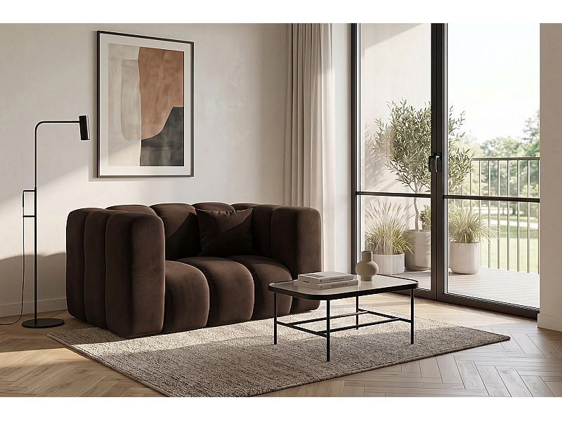 Fauteuil modulable, tissu velours Riviera, Chocolat, GRAND