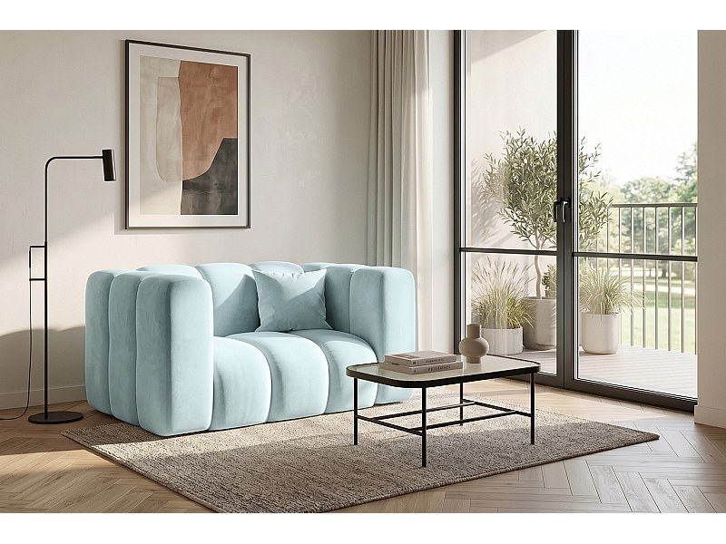 Fauteuil modulable, tissu velours Riviera, Bleu bébé, GRAND