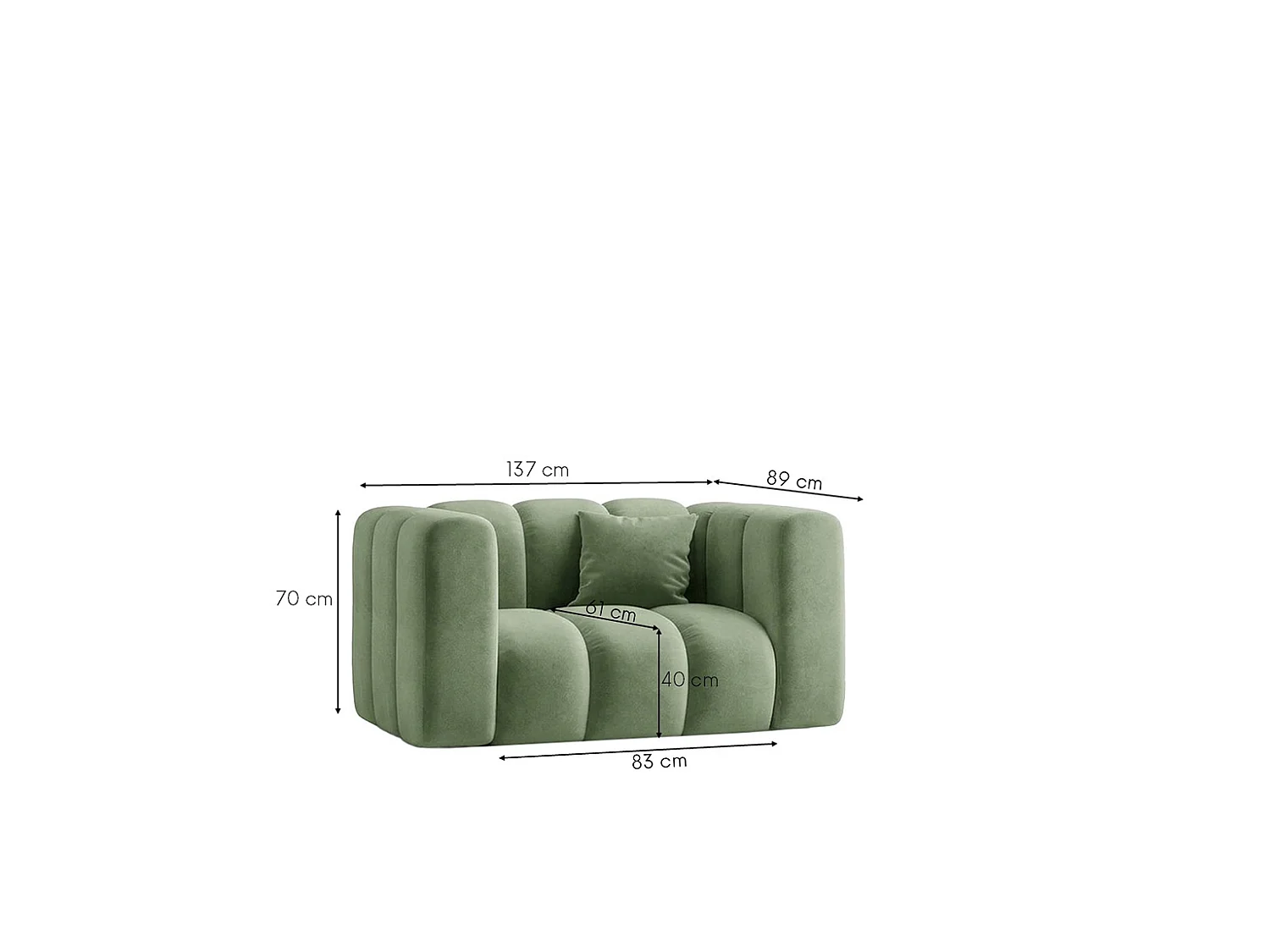 Modulaire fauteuil, fluwelen stof Riviera, Olijfgroen, GRAND