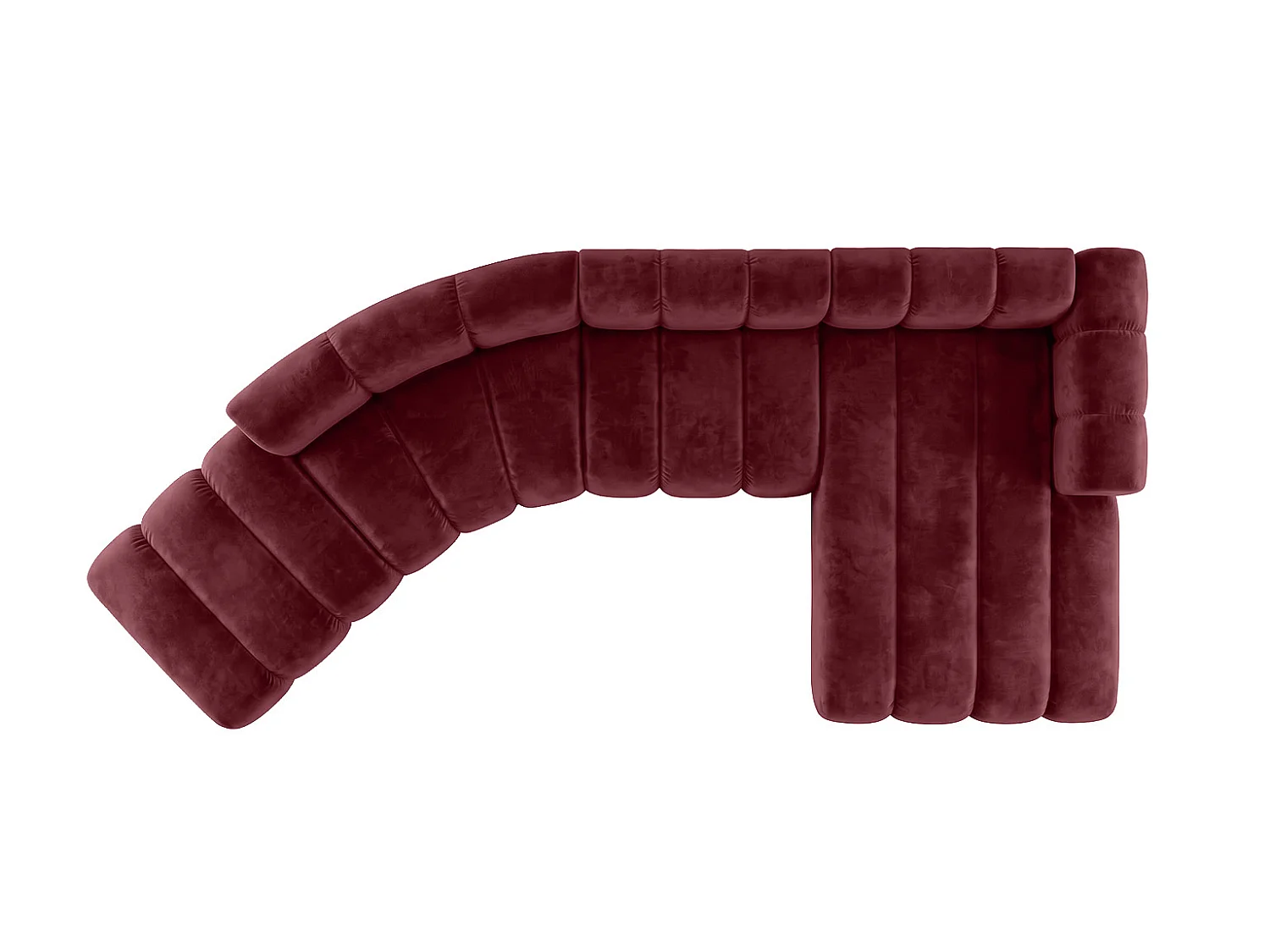 Canapé d’angle modulable en L, tissu velours Riviera, Bordeaux, droite, GRAND Round