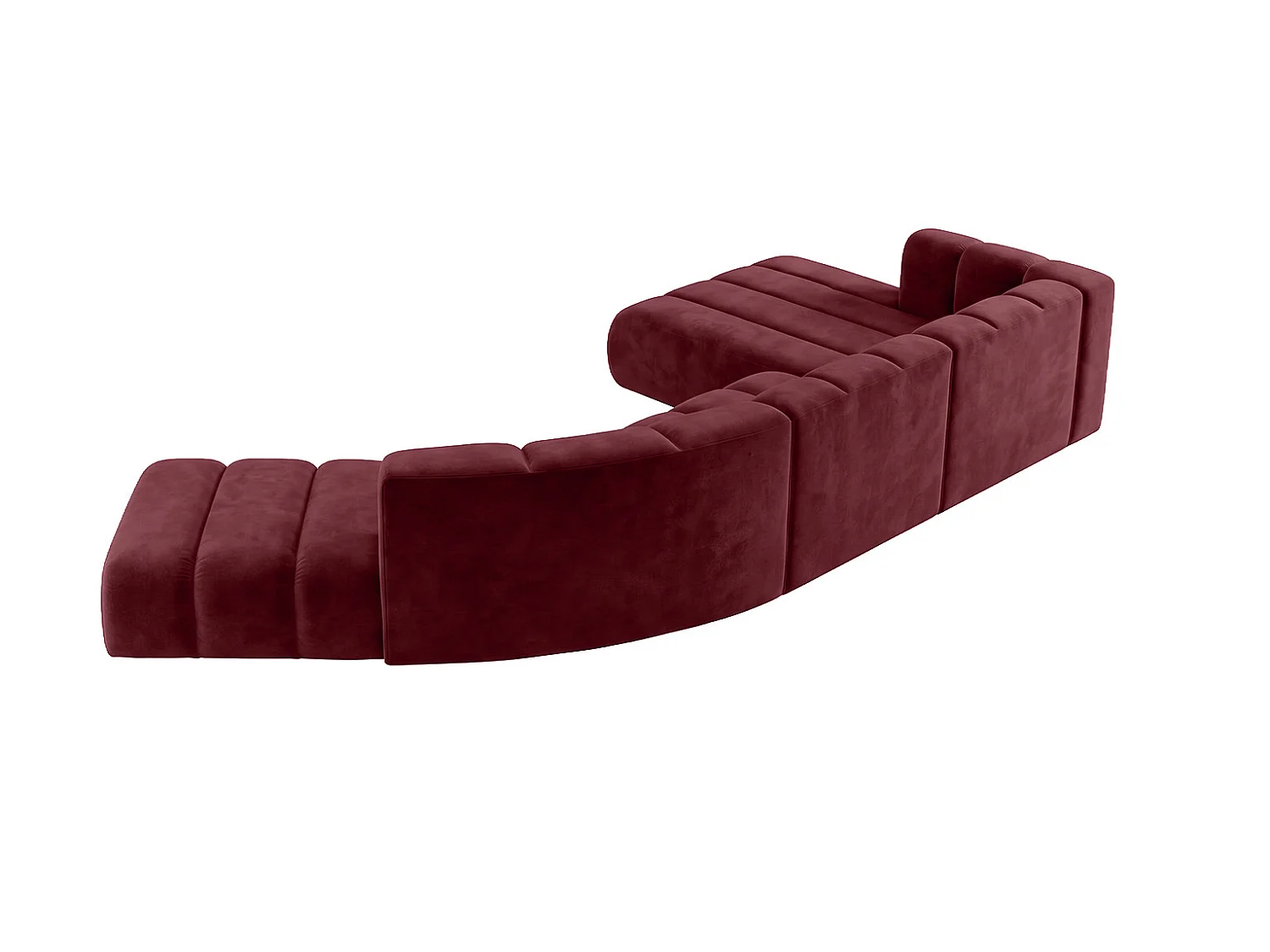 Canapé d’angle modulable en L, tissu velours Riviera, Bordeaux, droite, GRAND Round