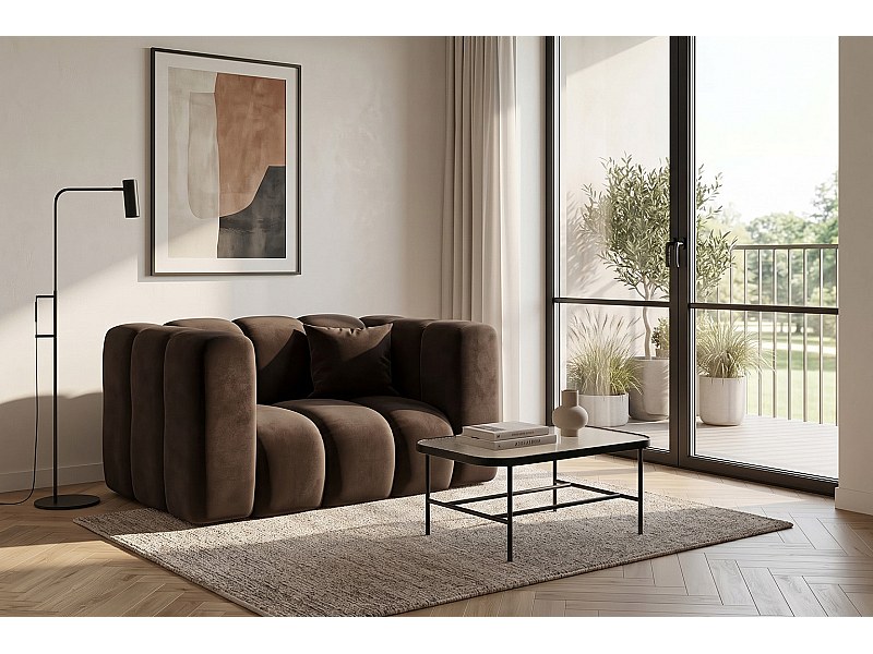 Fauteuil modulable, tissu velours Riviera, Marron, GRAND