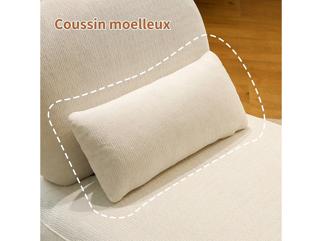 Parrot Uncle Fauteuil d’appoint sans accoudoirs, revêtement tissu doux, pieds en bois massif, 86.9×72.1×69.9cm, style organique blanc