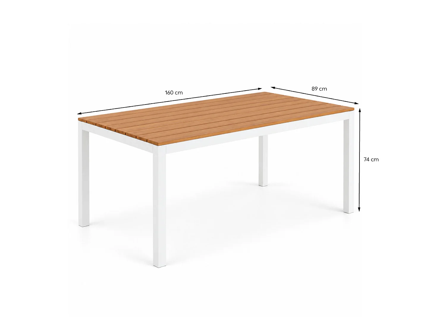 Table de jardin effet bois aluminium blanc 160 cm ALONDRA