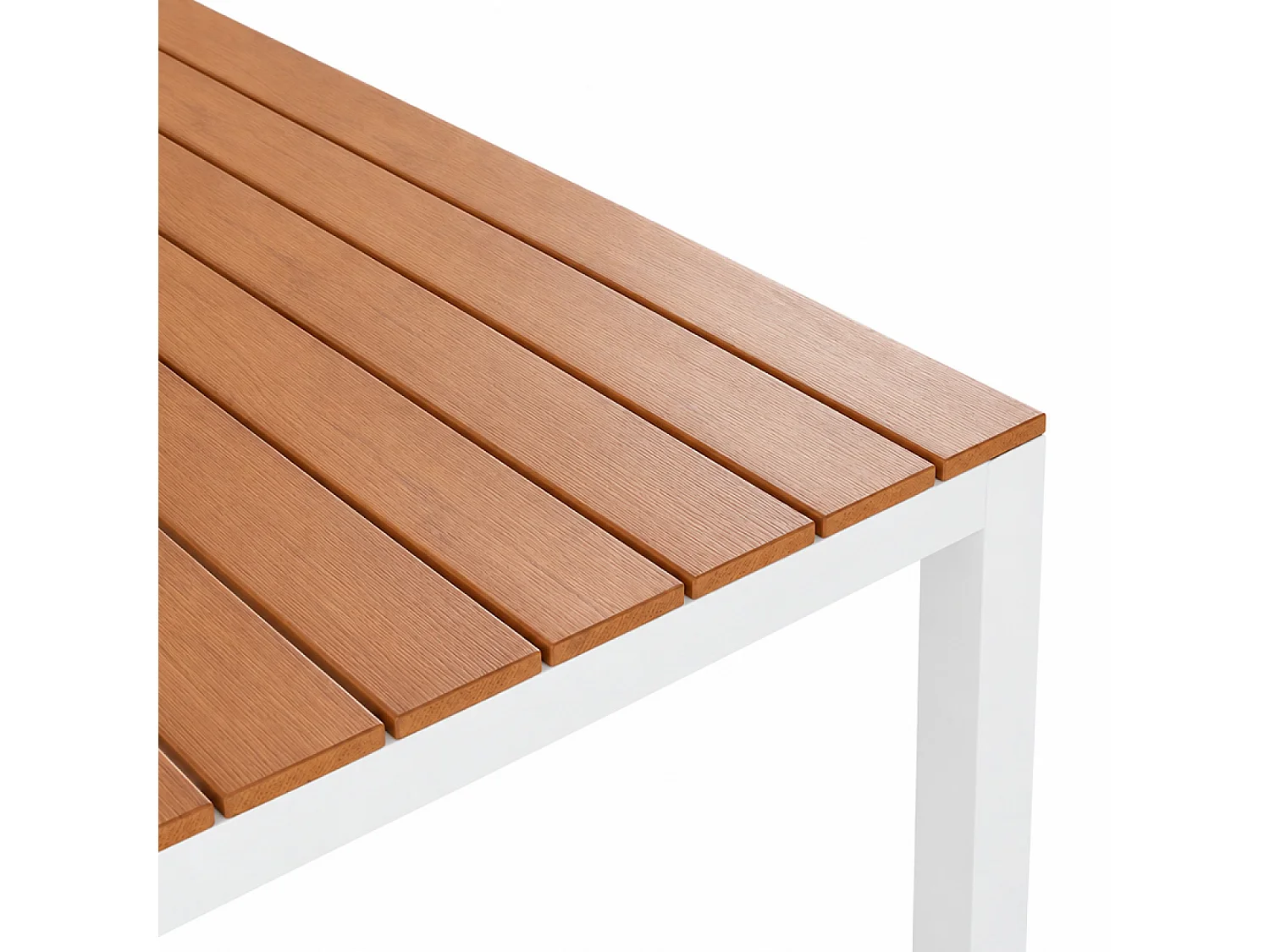 Table de jardin effet bois aluminium blanc 160 cm ALONDRA