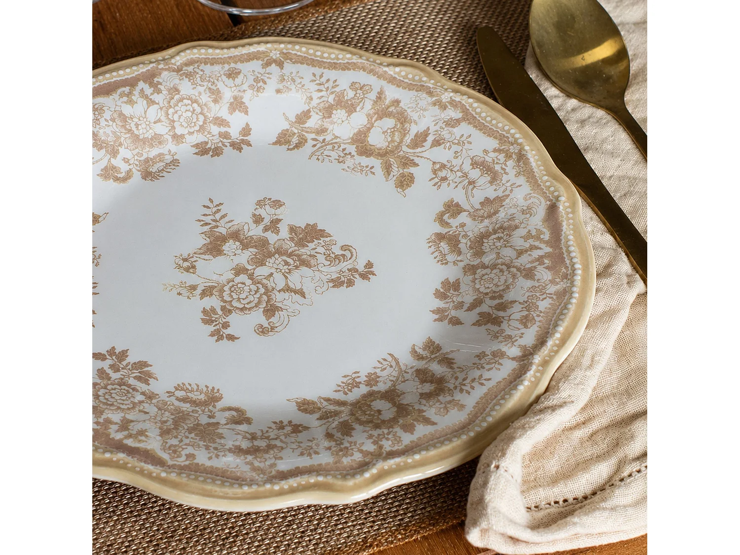Novastyl - Lot De 36 Assiettes Faustine En Grès Miel
