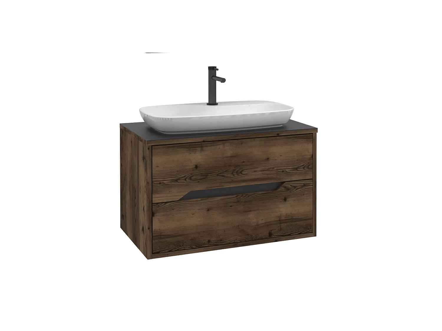 Wastafelmeubel "Galia 80 v2" - 80 x 50 x 50 cm - Dark Walnut