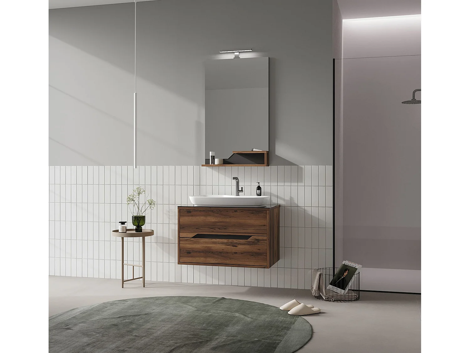 Wastafelmeubel "Galia 80 v2" - 80 x 50 x 50 cm - Dark Walnut