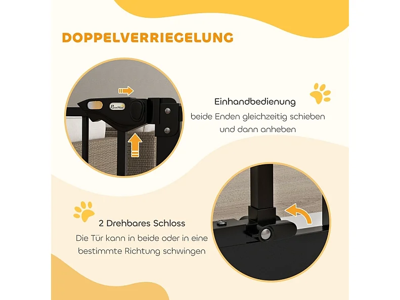 Sicherheitsgitter für Hunde aus Metall, schwarz, Breite 74 bis 87 cm verstellbar