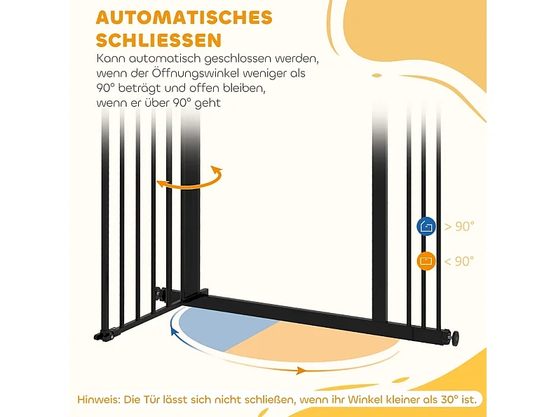 Sicherheitsgitter für Hunde aus Metall, schwarz, Breite 74 bis 87 cm verstellbar