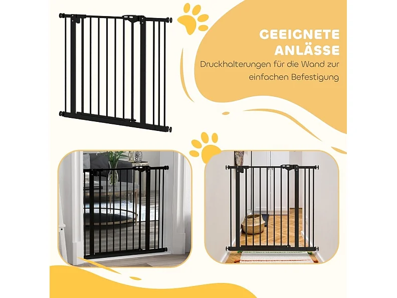 Sicherheitsgitter für Hunde aus Metall, schwarz, Breite 74 bis 87 cm verstellbar