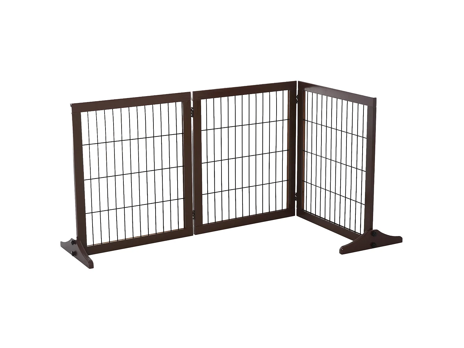 Faltbares Hundegitter mit 3 Paneelen aus Kiefernholz und Metall, braun, 185 x 36 x 71 cm