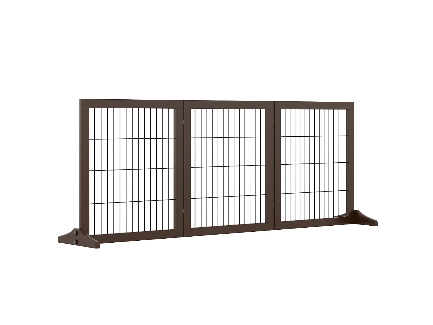 Faltbares Hundegitter mit 3 Paneelen aus Kiefernholz und Metall, braun, 185 x 36 x 71 cm