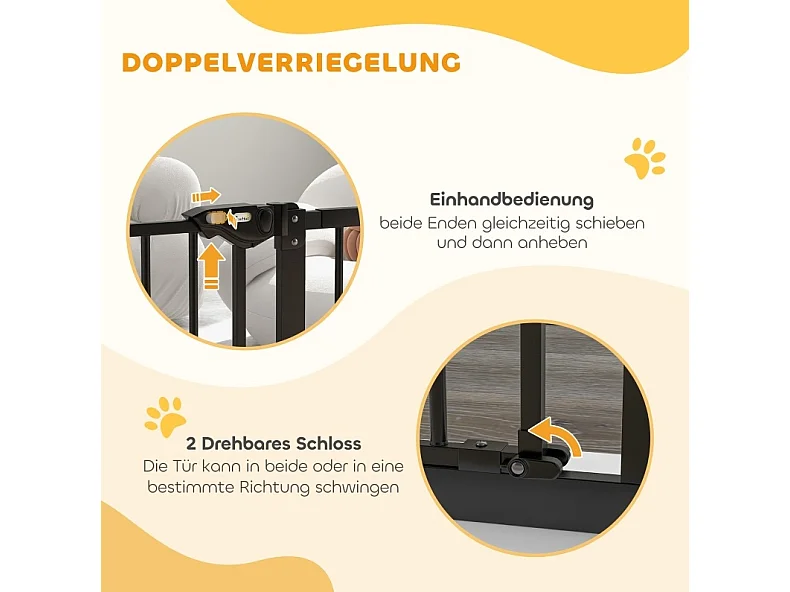Sicherheitsgitter für Hunde aus Metall und Kunststoff, Breite 74 bis 80 oder 87 bis 94 cm verstellbar, schwarz