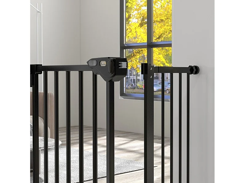Sicherheitsgitter für Hunde aus Metall und Kunststoff, Breite 74 bis 80 oder 87 bis 94 cm verstellbar, schwarz