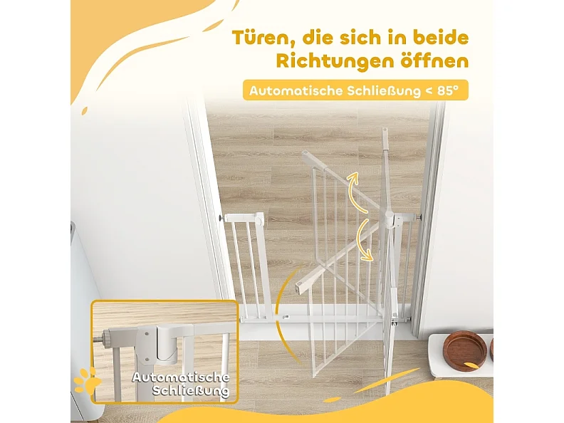 Sicherheitsgitter aus weißem Kohlenstoffstahl, ohne Bohren, für Treppe und Tür, Breite 76 bis 89 cm verstellbar
