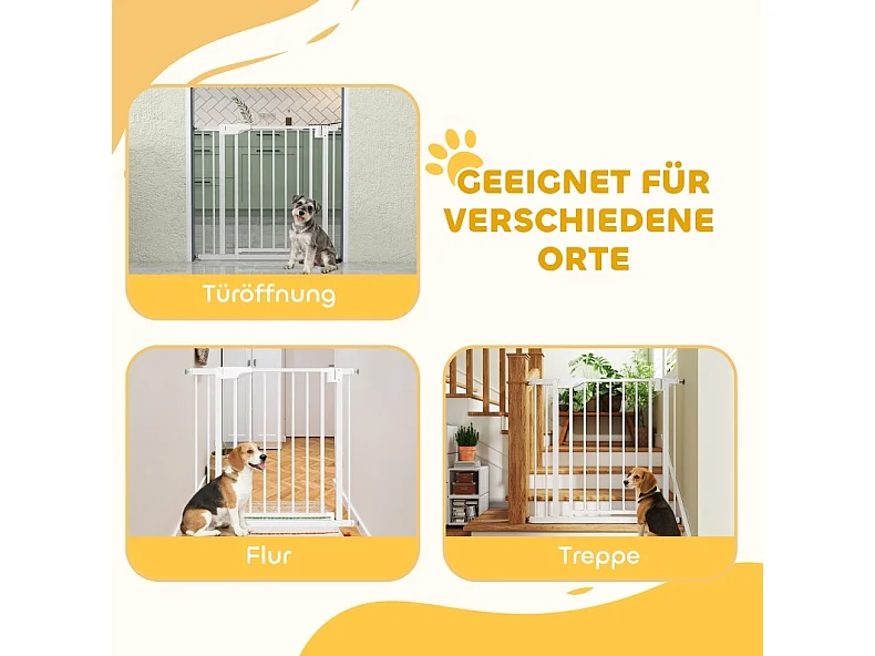 Sicherheitsgitter aus weißem Kohlenstoffstahl, ohne Bohren, für Treppe und Tür, Breite 76 bis 89 cm verstellbar