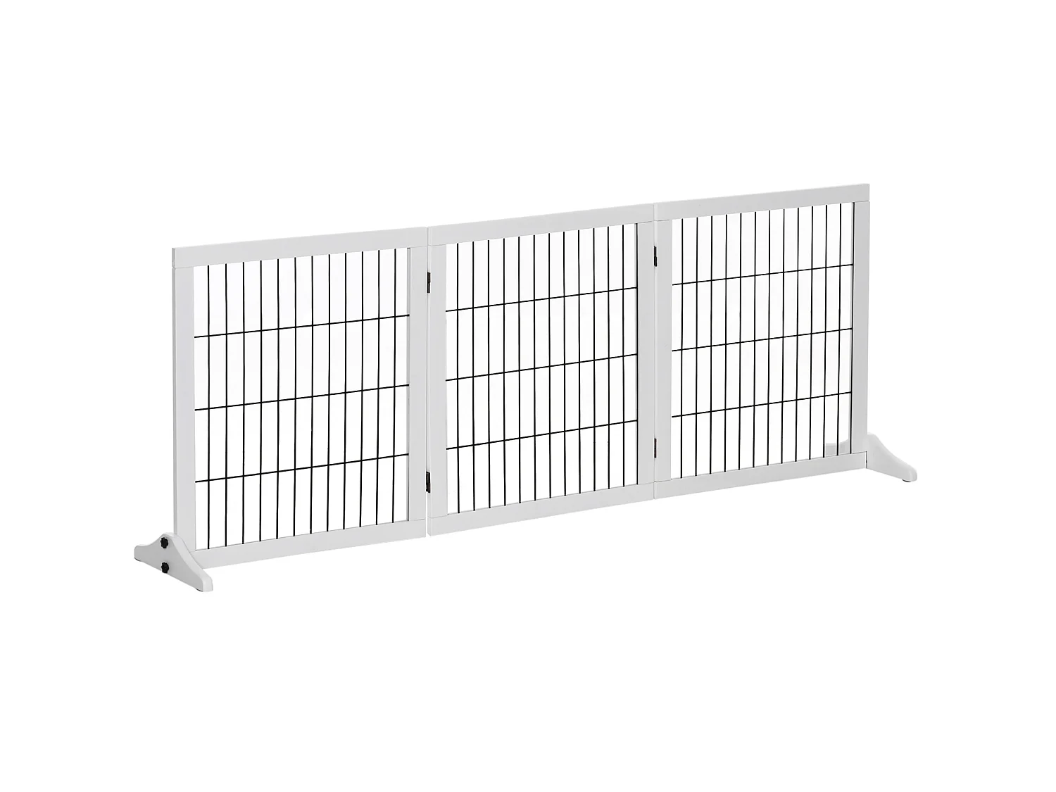 Faltbares Sicherheitsgitter für Hunde aus Kiefernholz und Metall, 3 Paneele, weiß, 185 x 36 x 71 cm