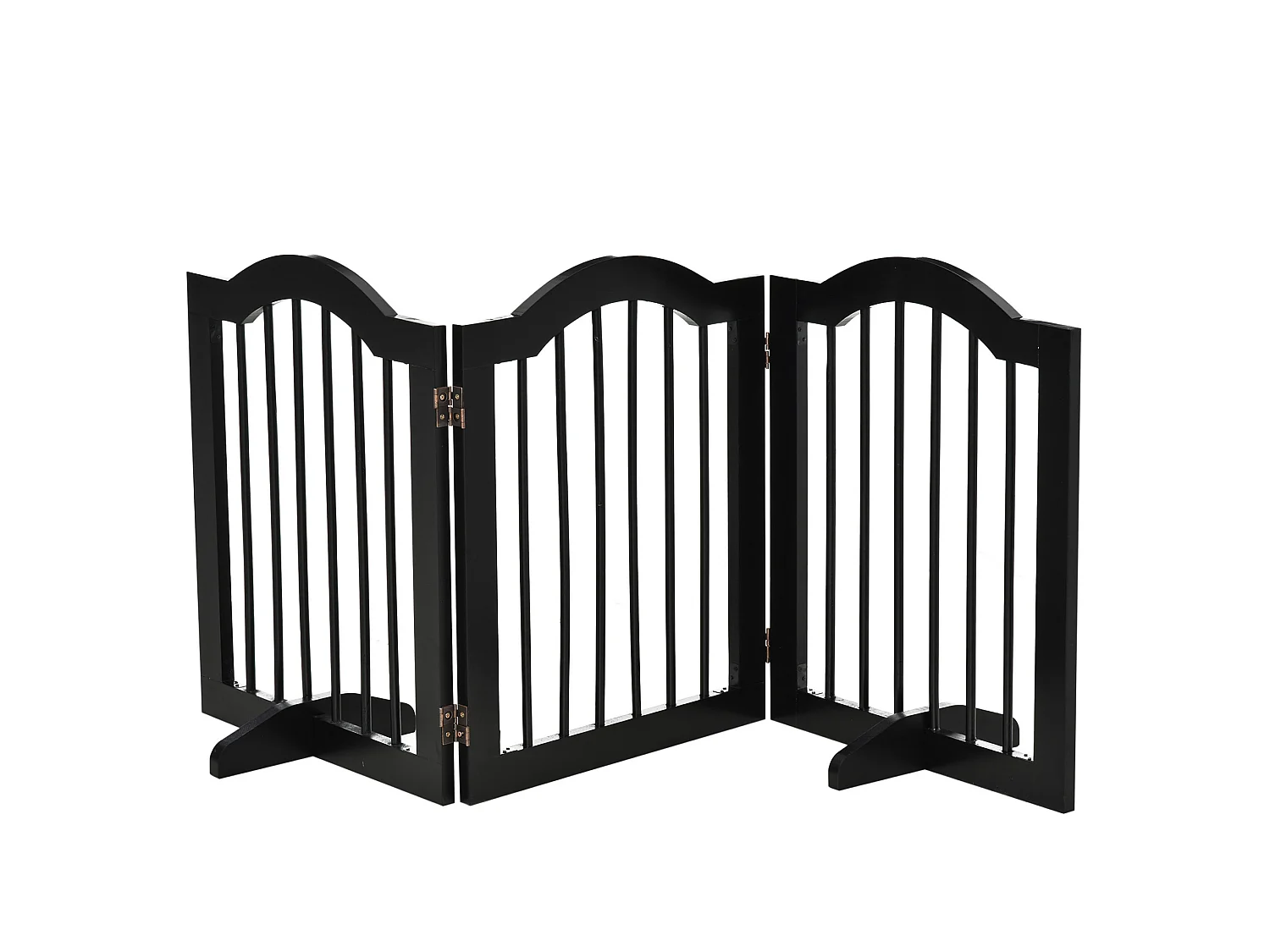 Faltbares Hundegitter mit 3 Paneelen aus Massivholz und MDF, schwarz, mit 2 Stützfüßen, 154,5 x 61 cm