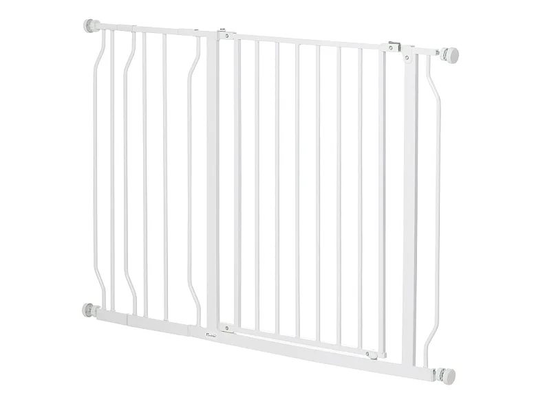 Verstellbares Sicherheitsgitter für Hunde, 75 bis 115 cm, ABS weiß, ohne Bohren, Höhe 76 cm