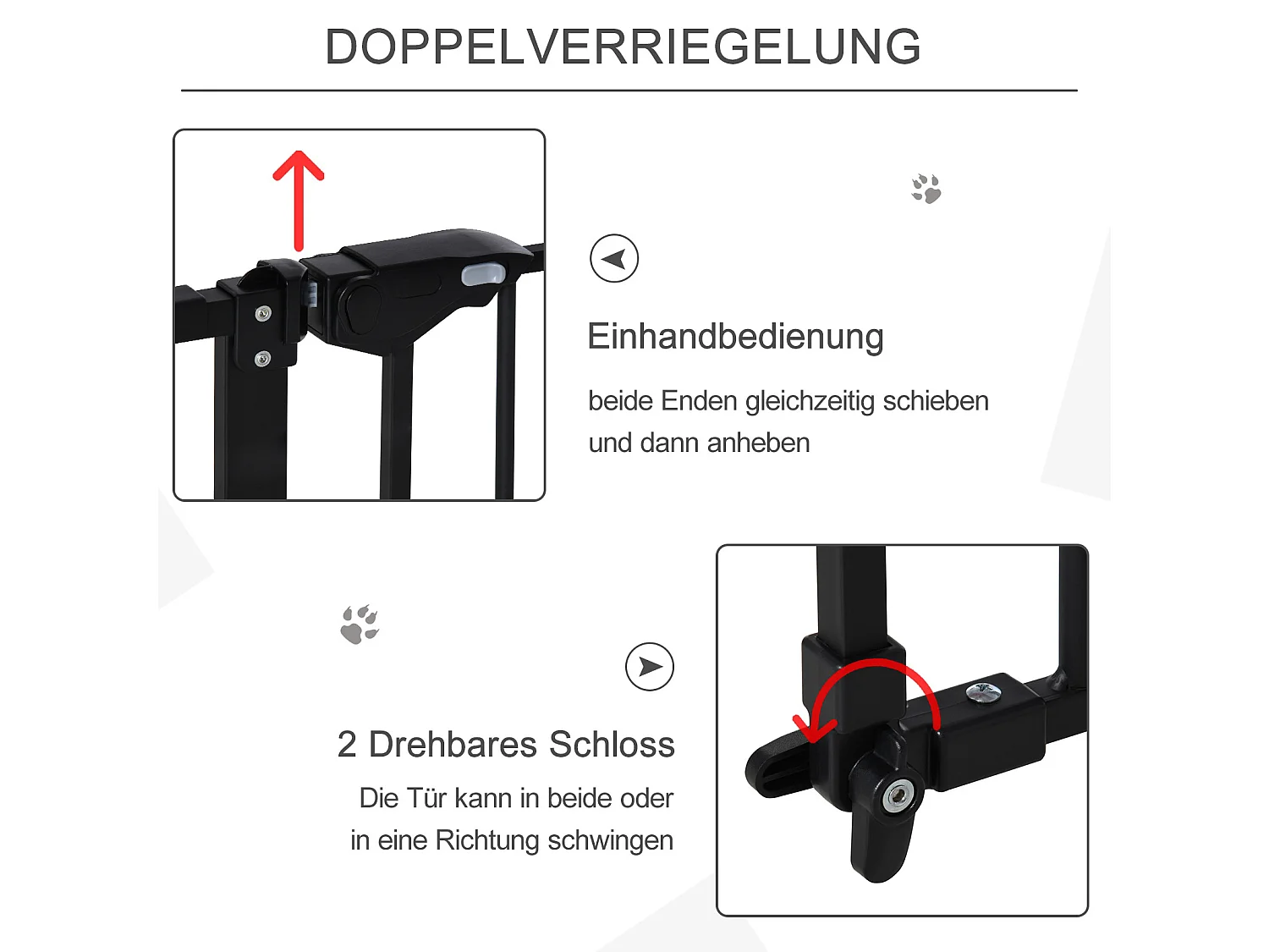 Sicherheitsgitter für Hunde aus Metall, schwarz, ohne Bohren, Höhe 76,2 cm